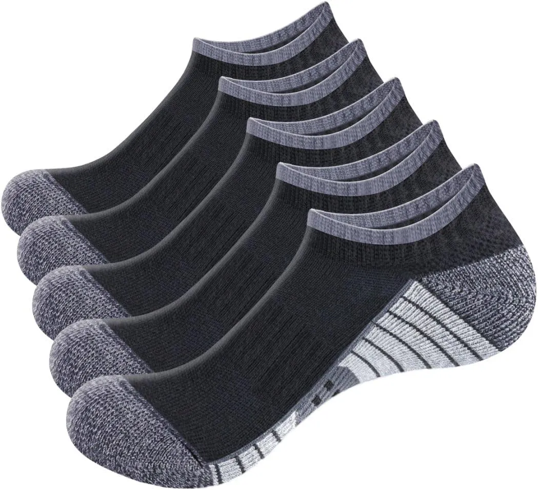 Athletic Ankle Socks For Men, Cushioned Anti Odor Breathable Cotton Low Cut Casual Everyday Gym Running Socks, 5 Pairs