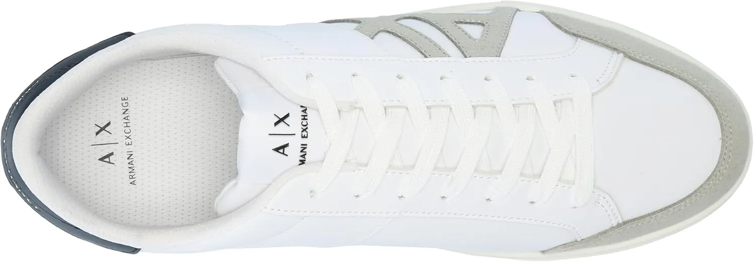 A｜X ARMANI EXCHANGE Men's Paris Low Top Suede Logo Court Sneaker