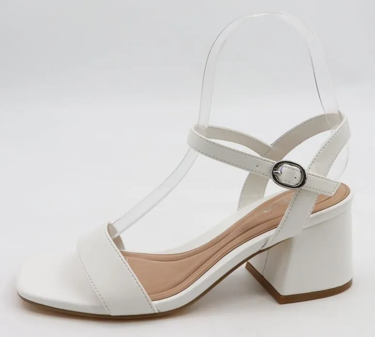BAMBOO Women's Square Toe Ankle Strap Block Heel Sandal