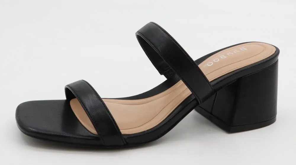 BAMBOO Women's Square Toe Ankle Strap Block Heel Sandal