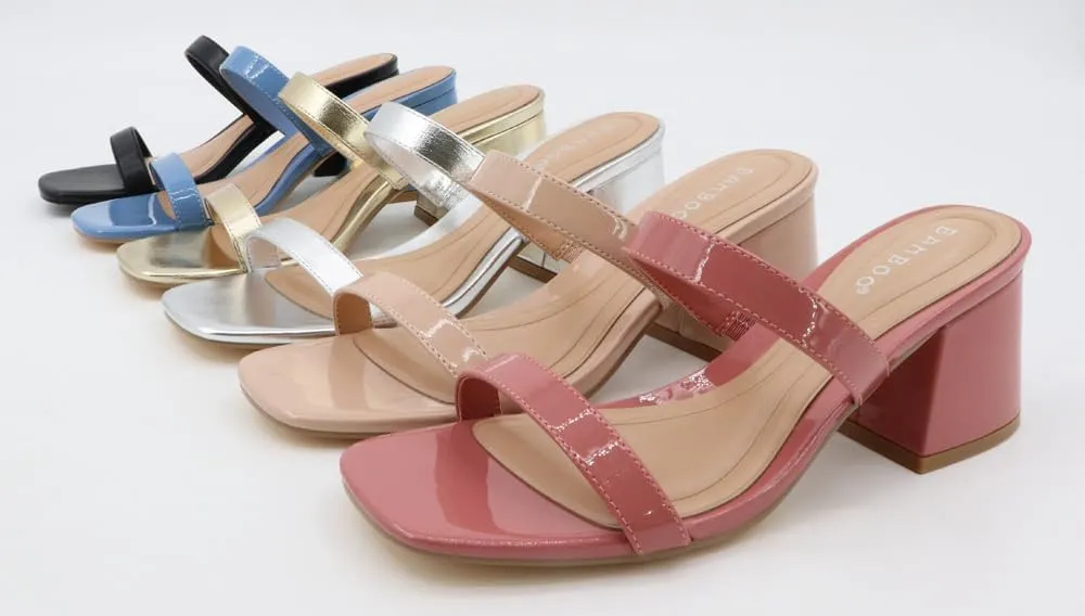 BAMBOO Women's Square Toe Ankle Strap Block Heel Sandal