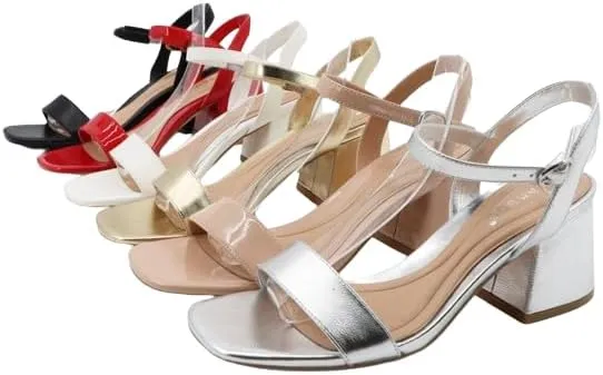 BAMBOO Women's Square Toe Ankle Strap Block Heel Sandal