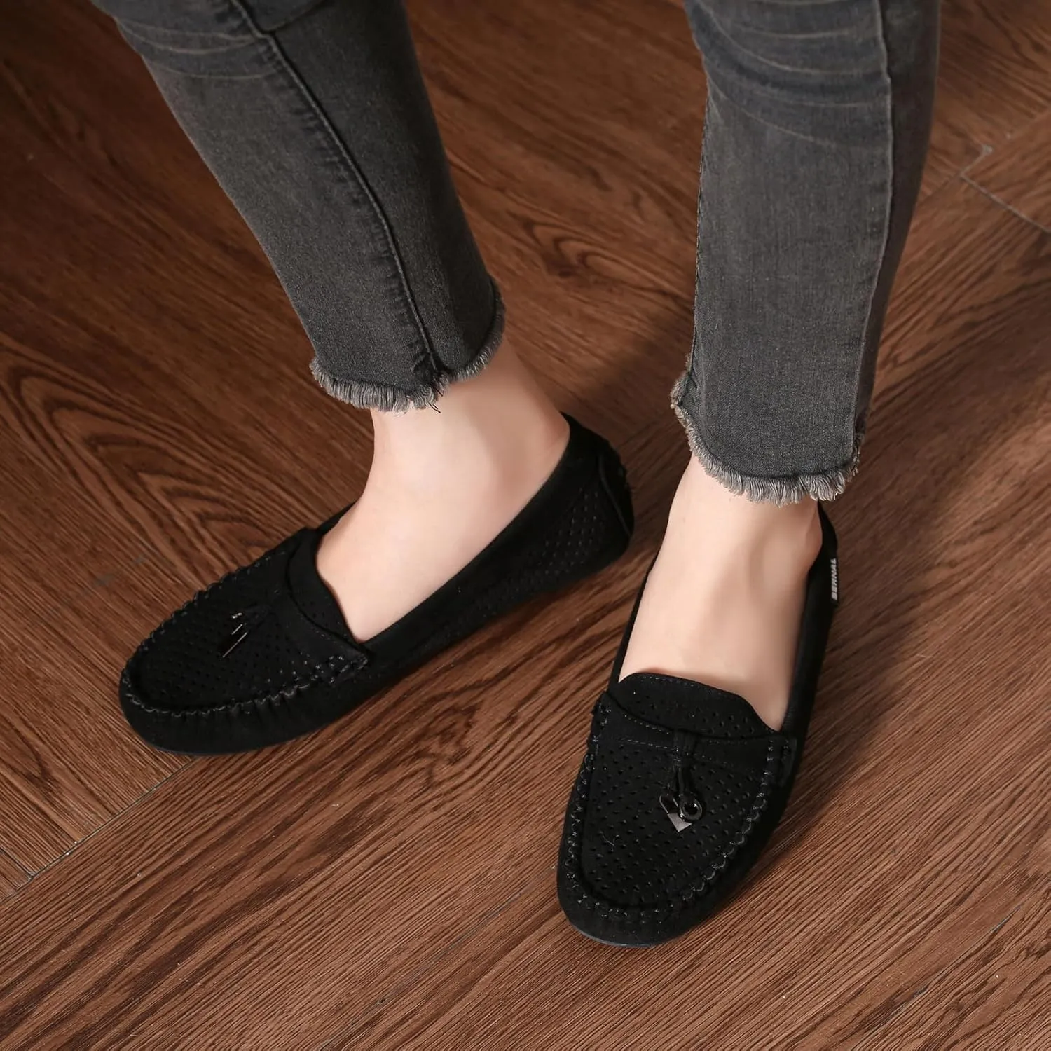 Bernal Loafers for Women with Buckle Comfortable Lightweight Penny Loafers Business Casual Loafers Slip On Flat Work Shoes Non Slip Walking Shoes