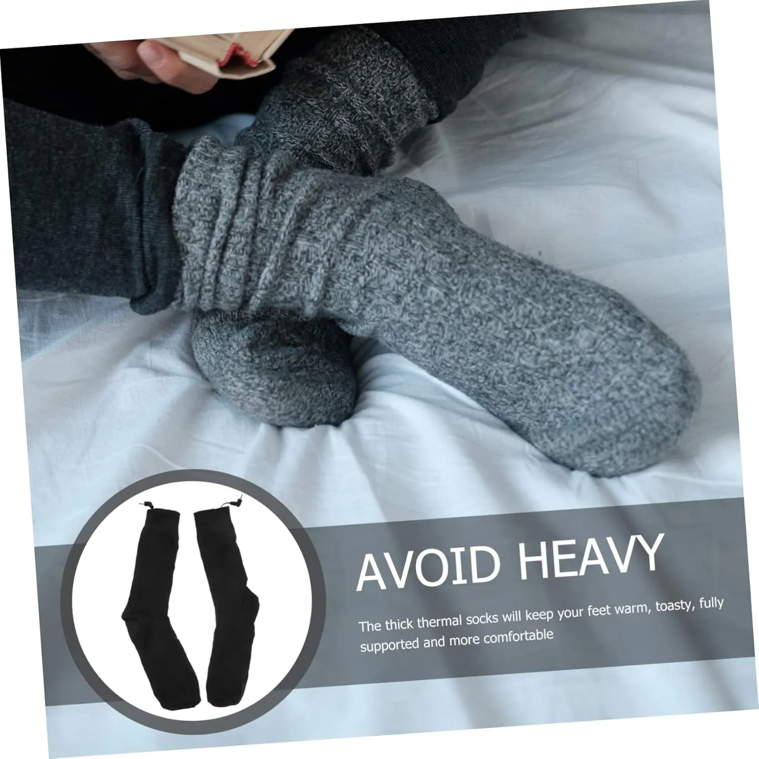 BESPORTBLE 2 Pairs Electric Socks Winter Socks with Battery Warm Socks for Winter Women Slipper Rechargeable d Batteries Battery Operated Socks Insulated Socks Electric Heating Socks USB Man