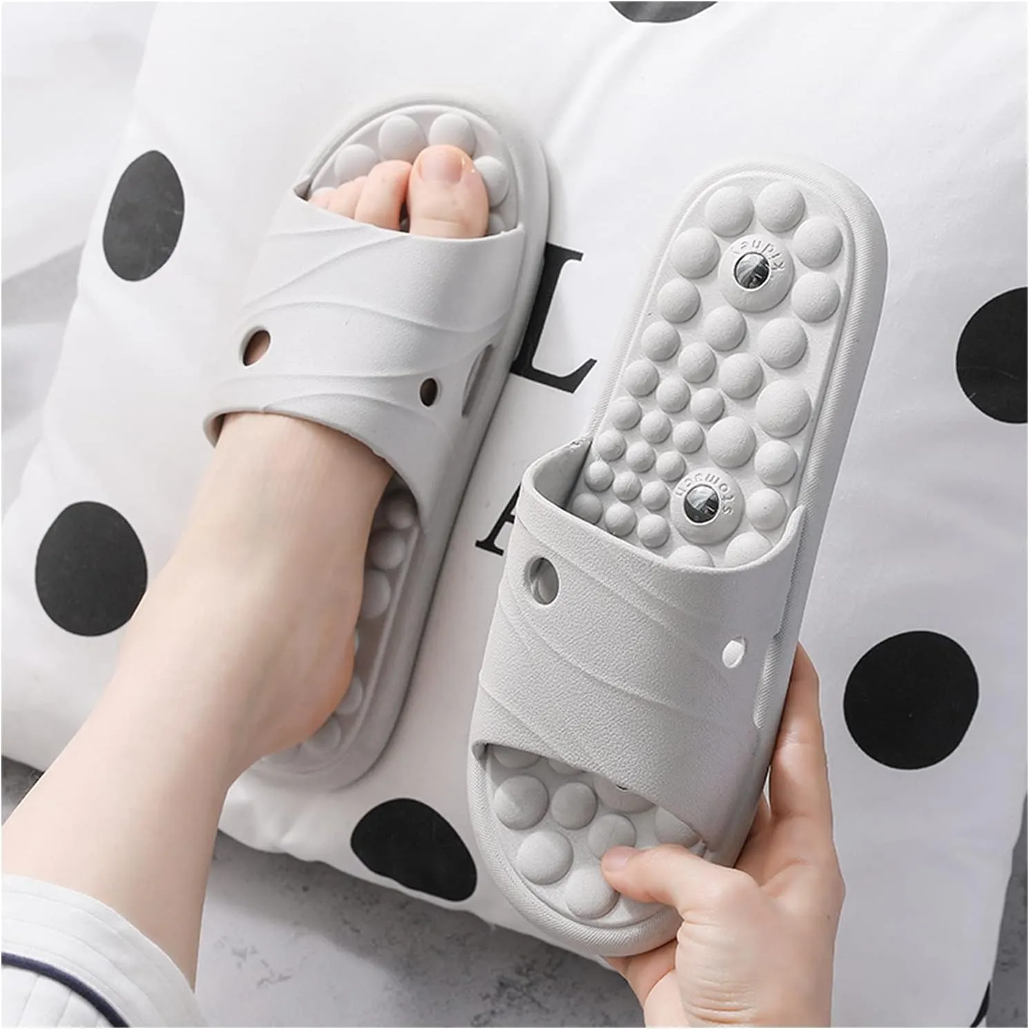 Black Sandals for Women/Men Magnet Massage Slippers Foot Reflexology, Men's with Arch Support Shower Slippers, Slippers for Men Indoor Acupressure Summer Slippers