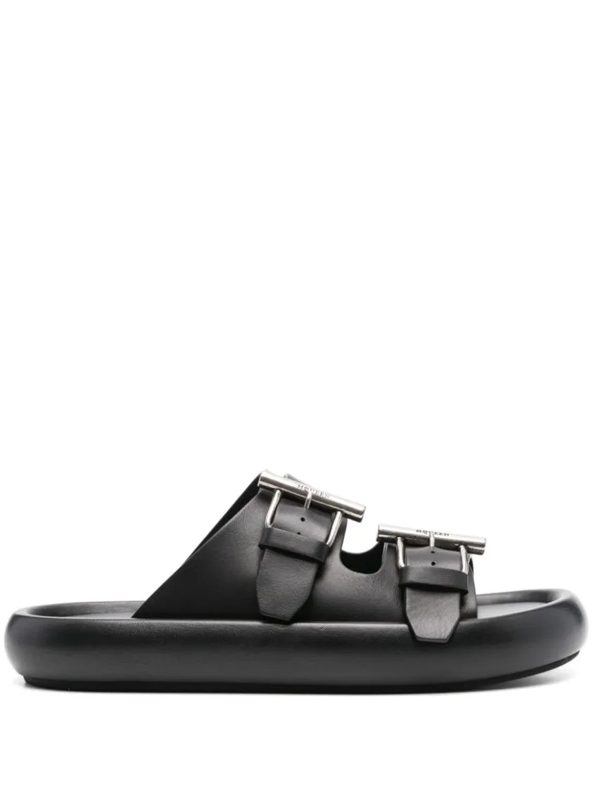 Black Sneakers With Dual Buckle Accents