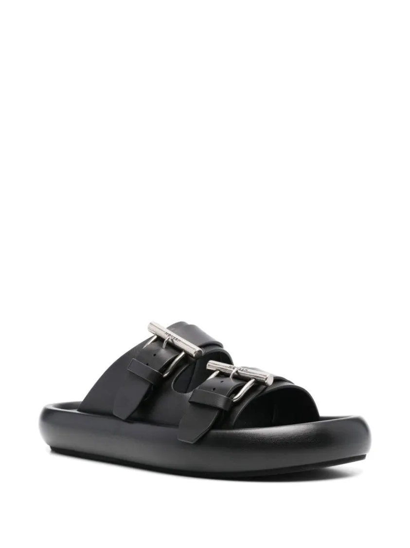 Black Sneakers With Dual Buckle Accents