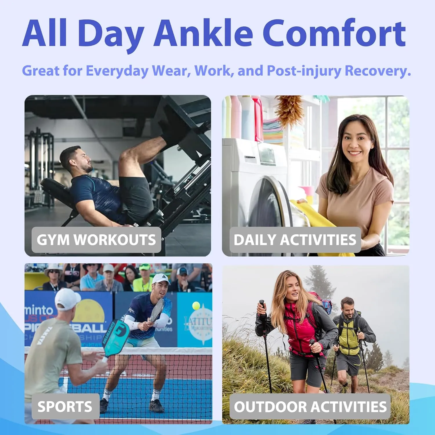BLITZU Ankle Brace for Women, Men, Plantar Fasciitis Relief, Achilles Tendonitis Brace for Sprained Foot, Ankle Compression Sleeve with Strap Nude S