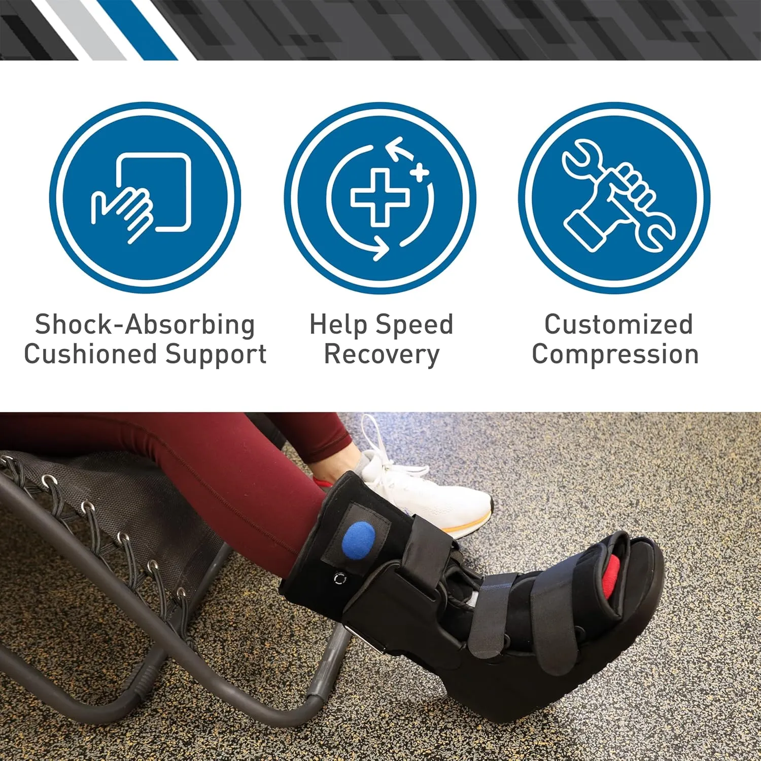 BodyMed Air CAM Walking Boot, X-Large - Adjustable and Shock-Absorbing Support for Foot and Ankle Recovery