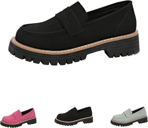 Bootara Loafers Women,Women's Platform Penny Loafers Slip On-Suede Chunky Dress Shoes Casual Business