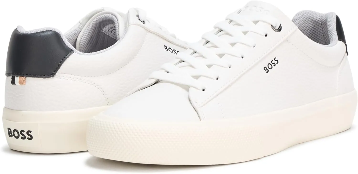 BOSS Men's Aiden Logo Block Leather Low Top Sneaker