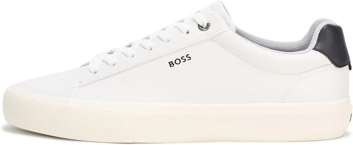 BOSS Men's Aiden Logo Block Leather Low Top Sneaker