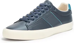 BOSS Men's Aiden Logo Block Leather Low Top Sneaker