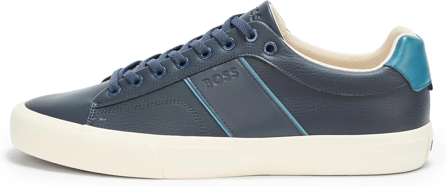 BOSS Men's Aiden Logo Block Leather Low Top Sneaker