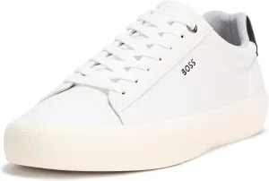 BOSS Men's Aiden Logo Block Leather Low Top Sneaker