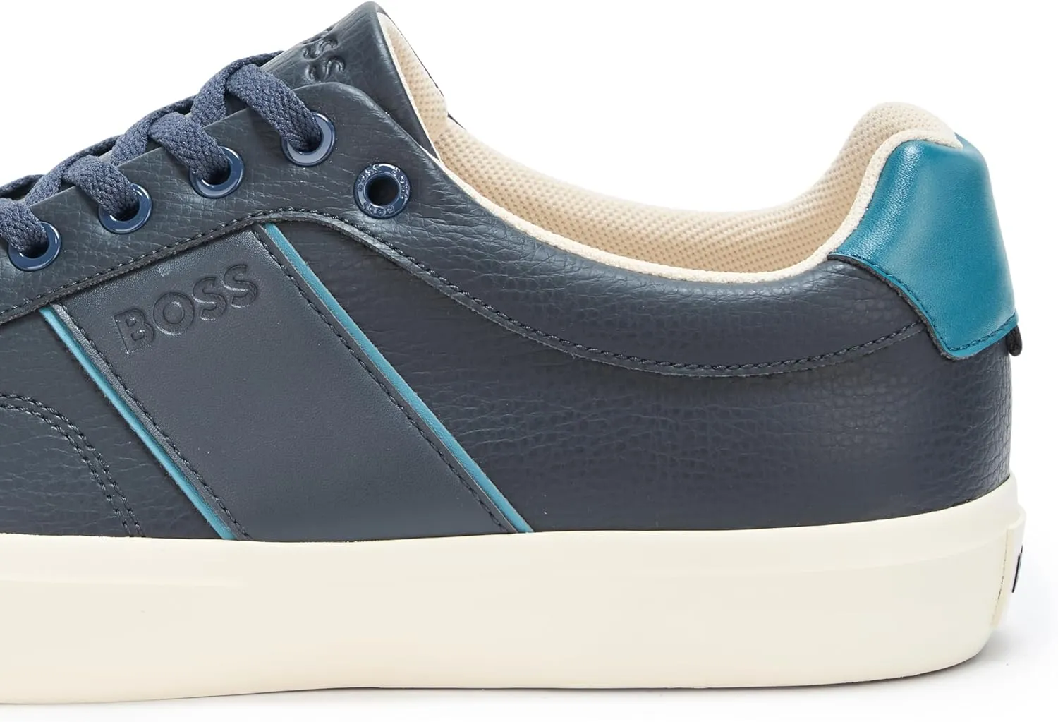 BOSS Men's Aiden Logo Block Leather Low Top Sneaker