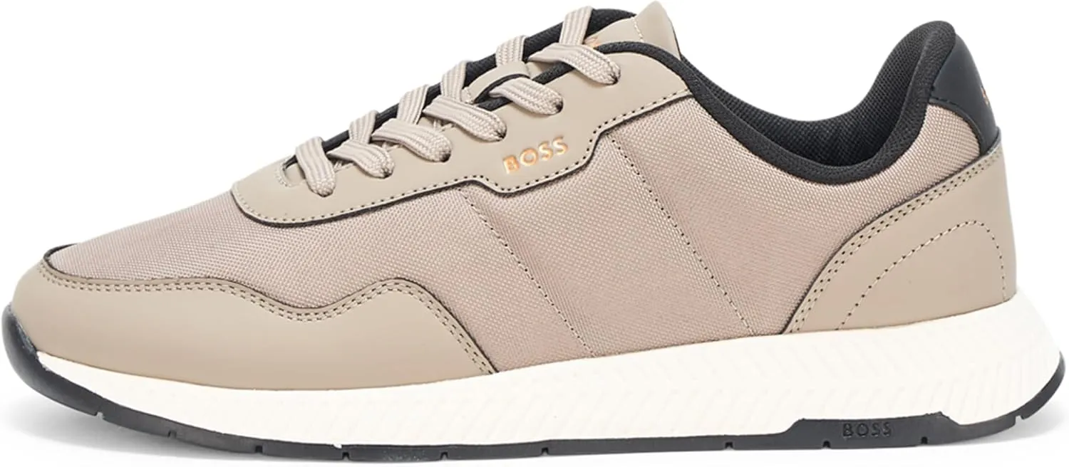 BOSS Men's Leather Mix Low Top Sneaker