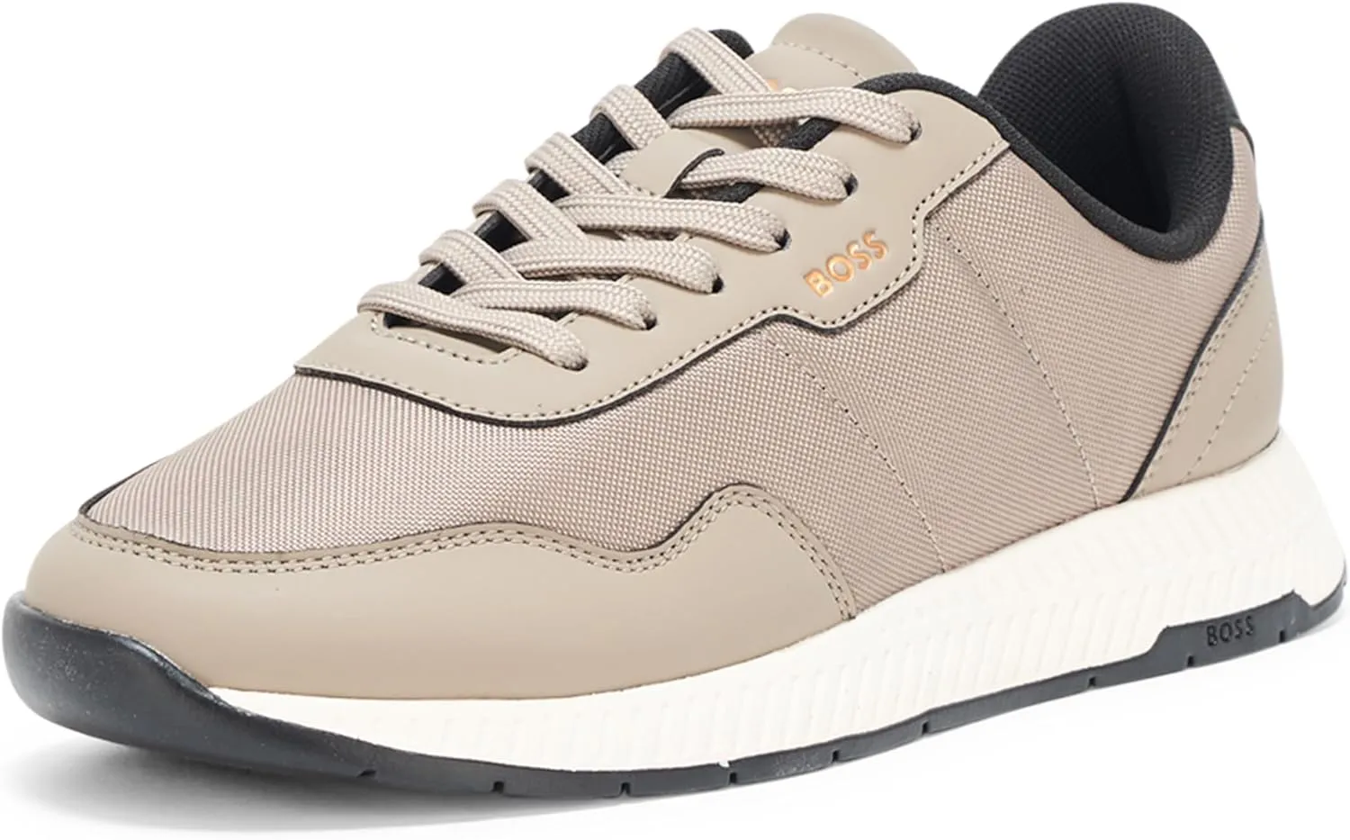 BOSS Men's Leather Mix Low Top Sneaker