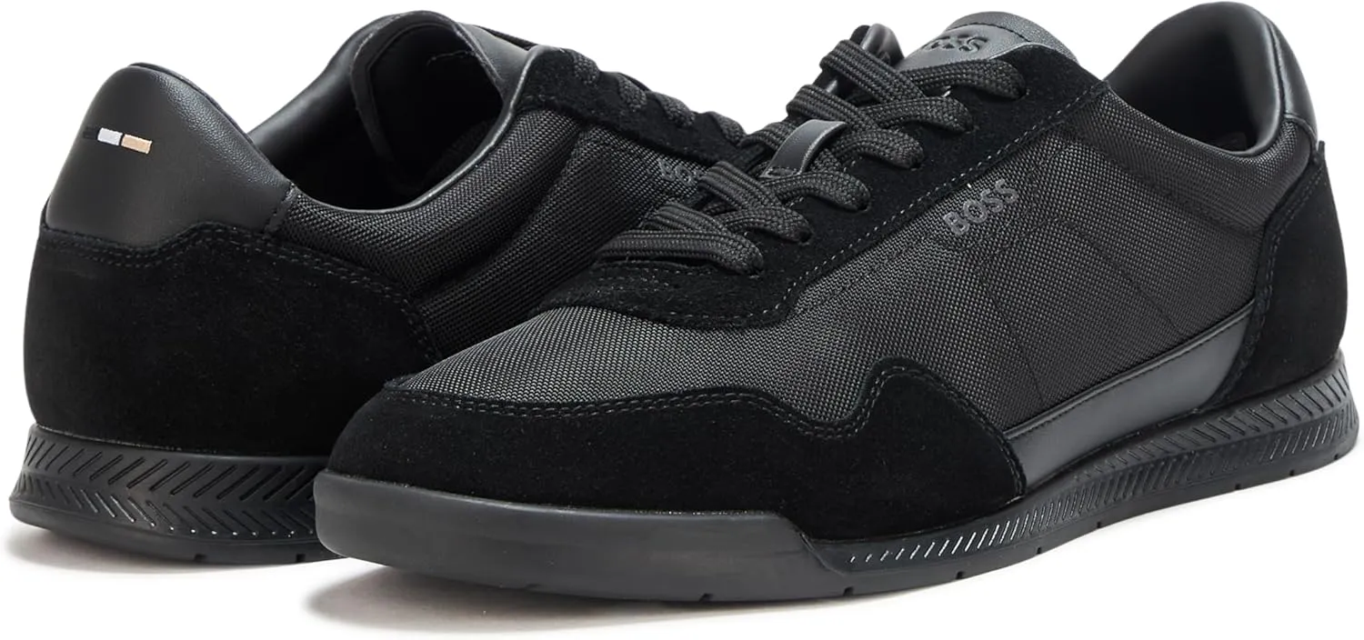 BOSS Men's Leather Mix Low Top Sneaker
