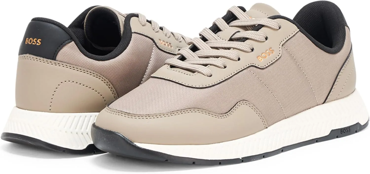 BOSS Men's Leather Mix Low Top Sneaker