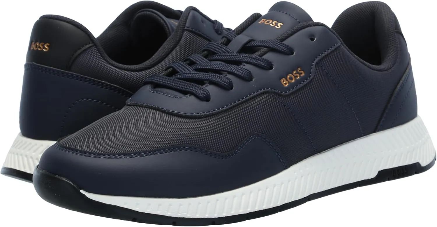 BOSS Men's Leather Mix Low Top Sneaker