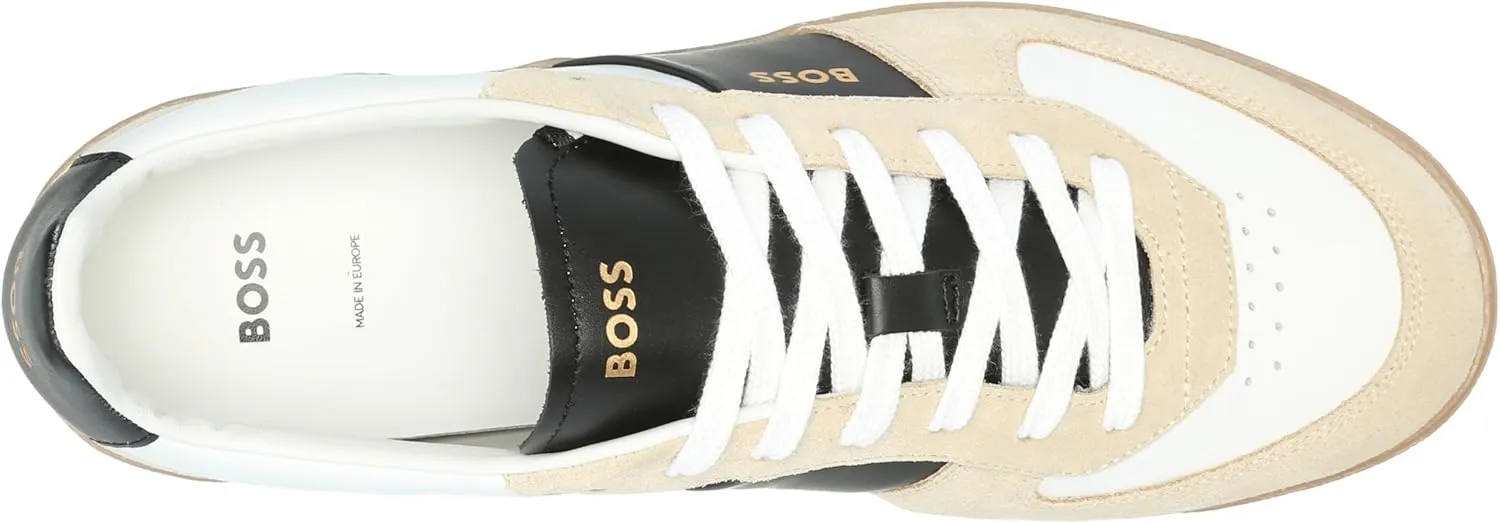 BOSS Men's Soft Leather Block Logo Low Top Sneaker
