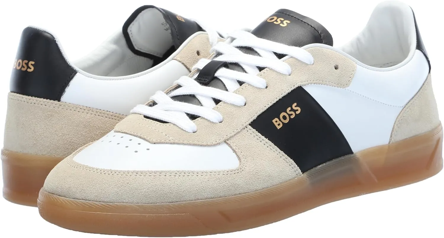 BOSS Men's Soft Leather Block Logo Low Top Sneaker