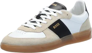 BOSS Men's Soft Leather Block Logo Low Top Sneaker