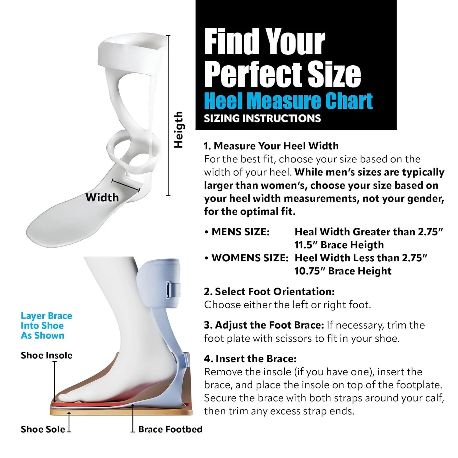 BraceOn AFO Swedish Foot Stabilizer, Drop Foot Brace for Women, AFO Brace and Foot Drop Brace, Womens, Left