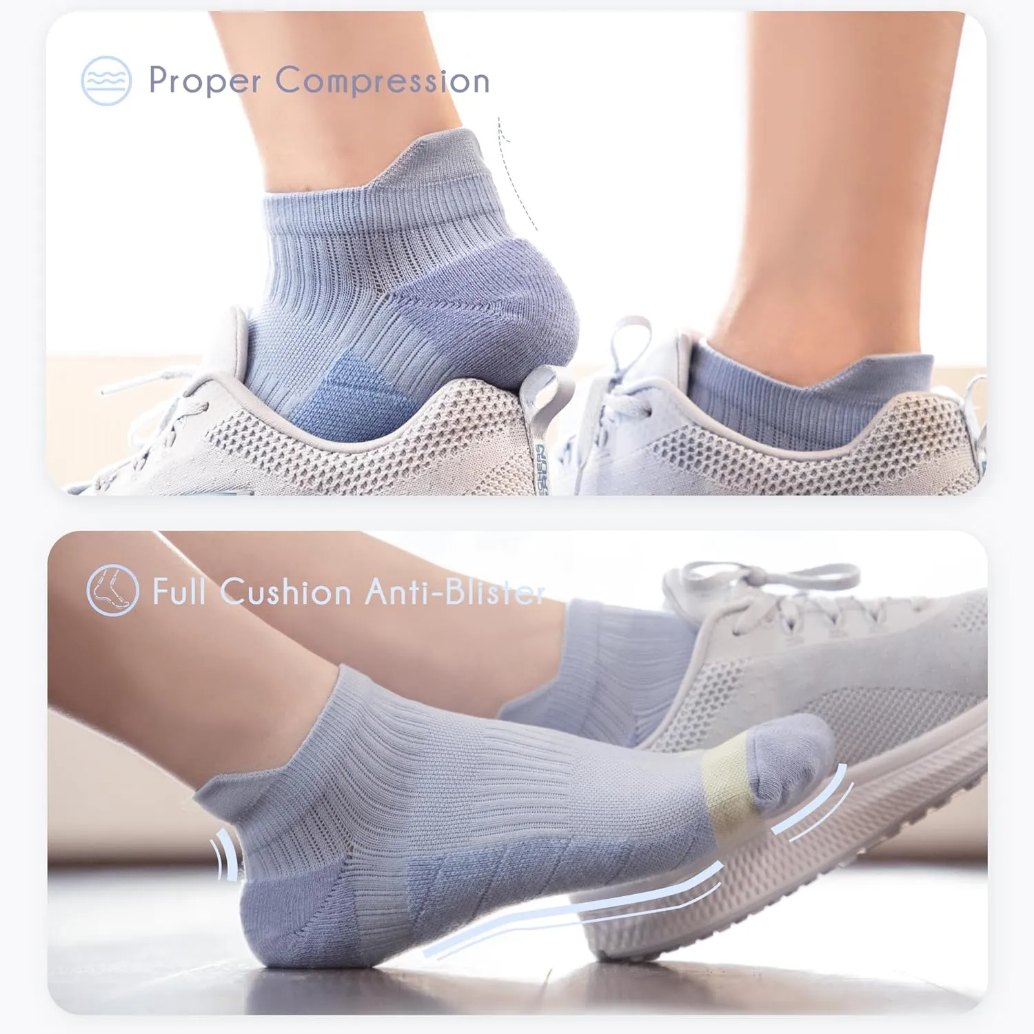 BRISIRA Coolmax Bamboo Viscose Women Compression Running Ankle Socks No Show Athletic Wicking Thick Cushioned Arch Support