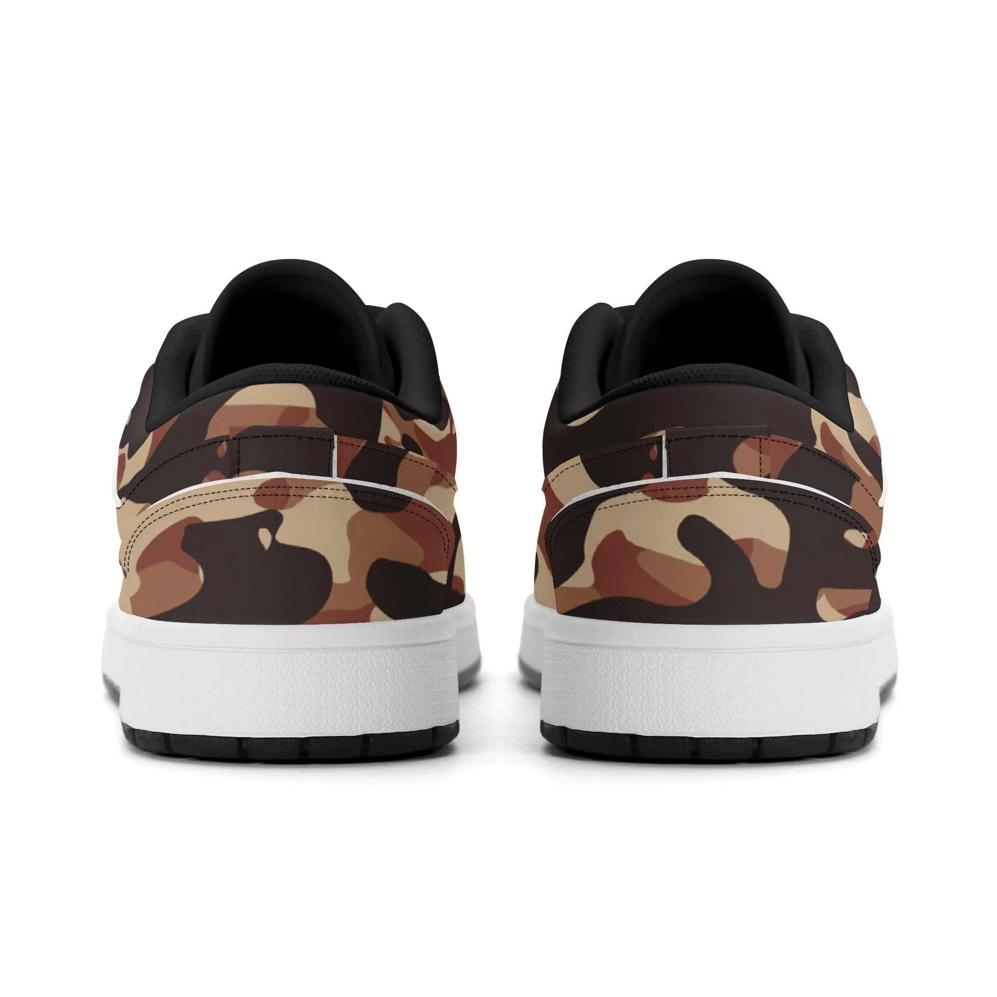 Brown Camouflage Low Top Leder Sneaker für Damen