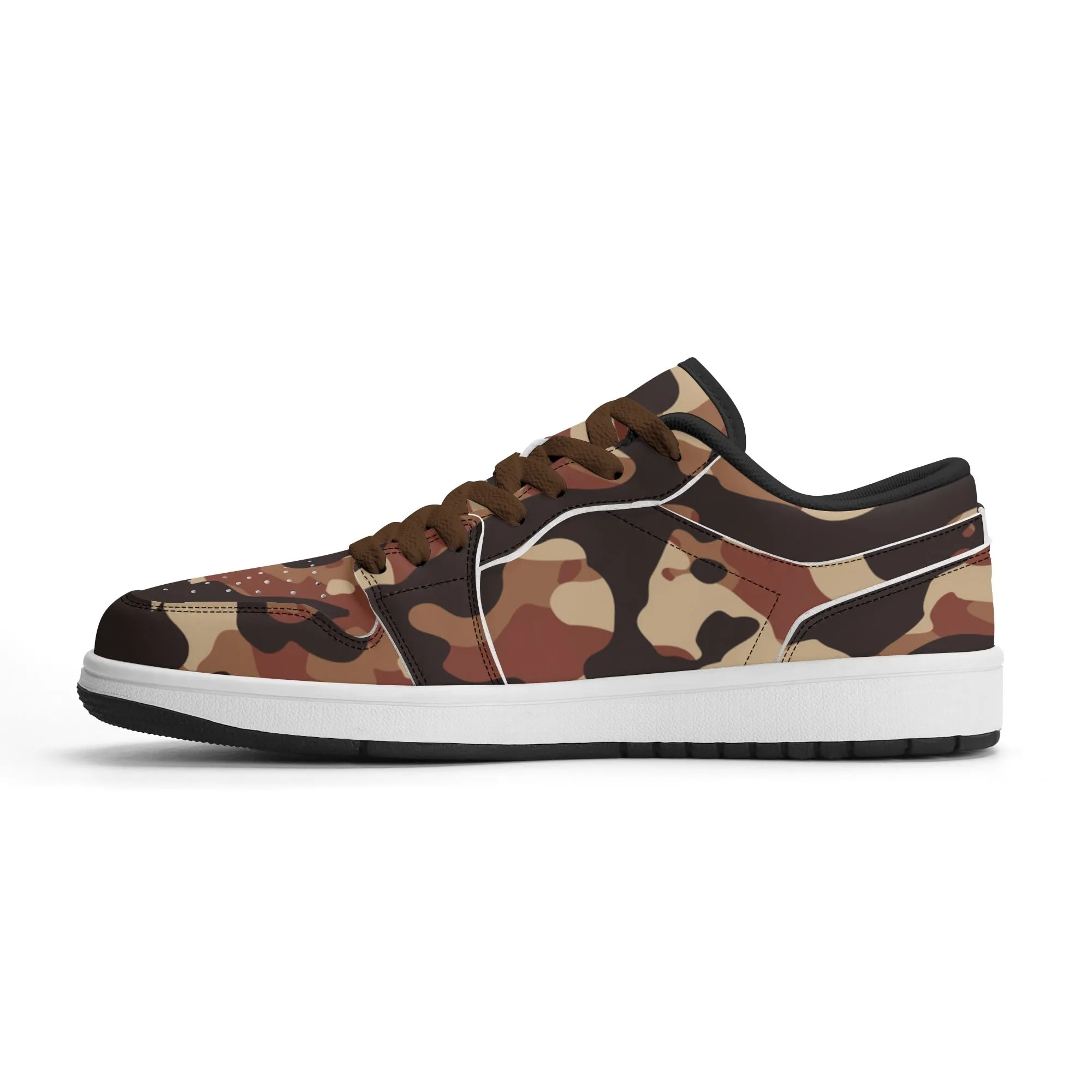 Brown Camouflage Low Top Leder Sneaker für Damen