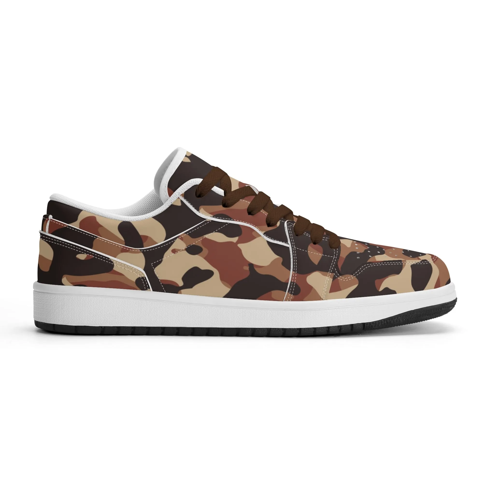 Brown Camouflage Low Top Leder Sneaker für Damen