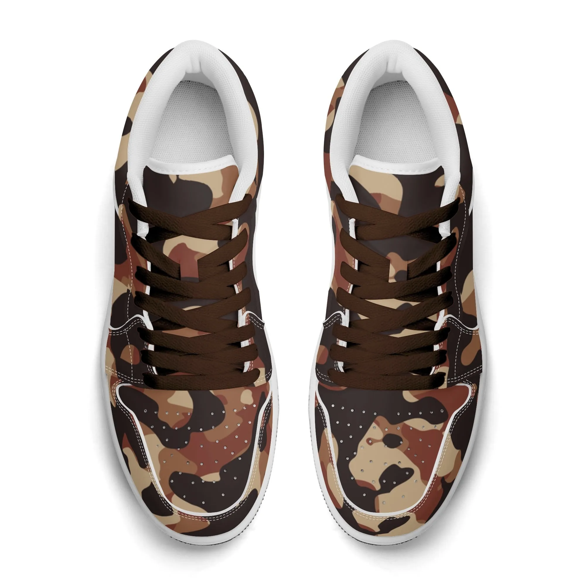 Brown Camouflage Low Top Leder Sneaker für Damen