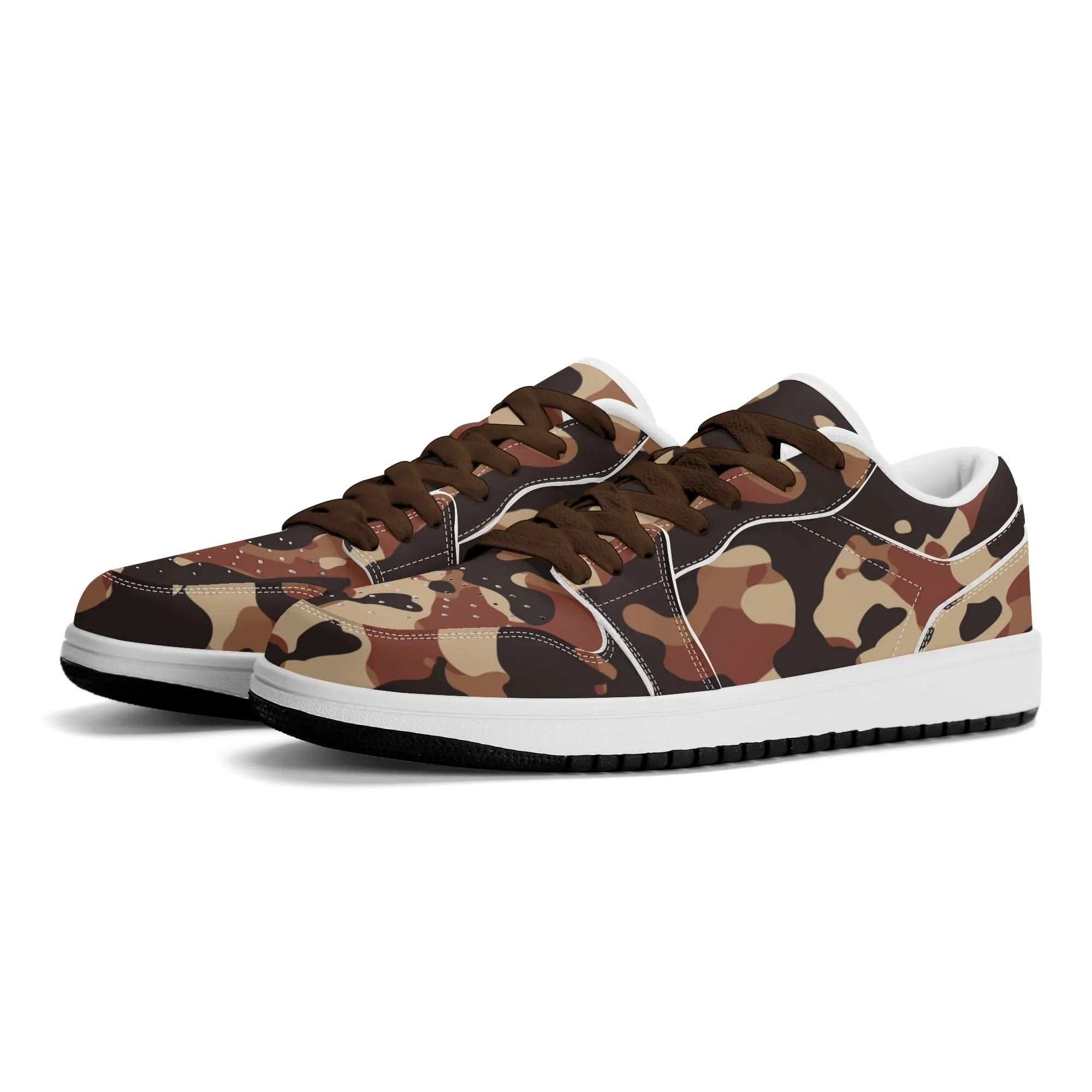Brown Camouflage Low Top Leder Sneaker für Damen