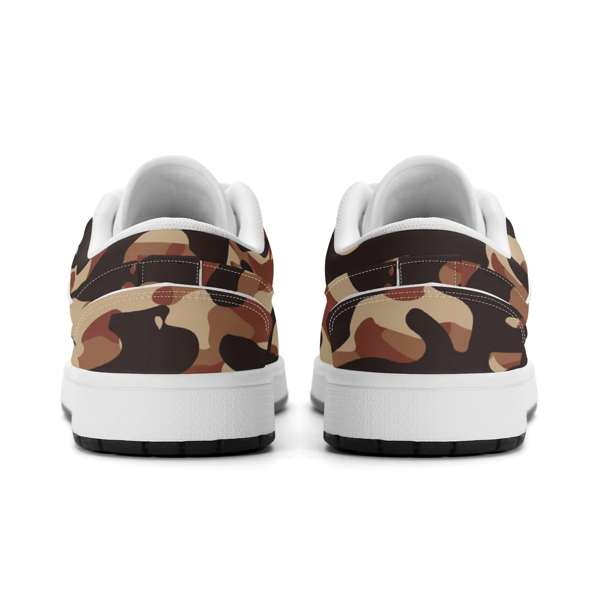 Brown Camouflage Low Top Leder Sneaker für Damen