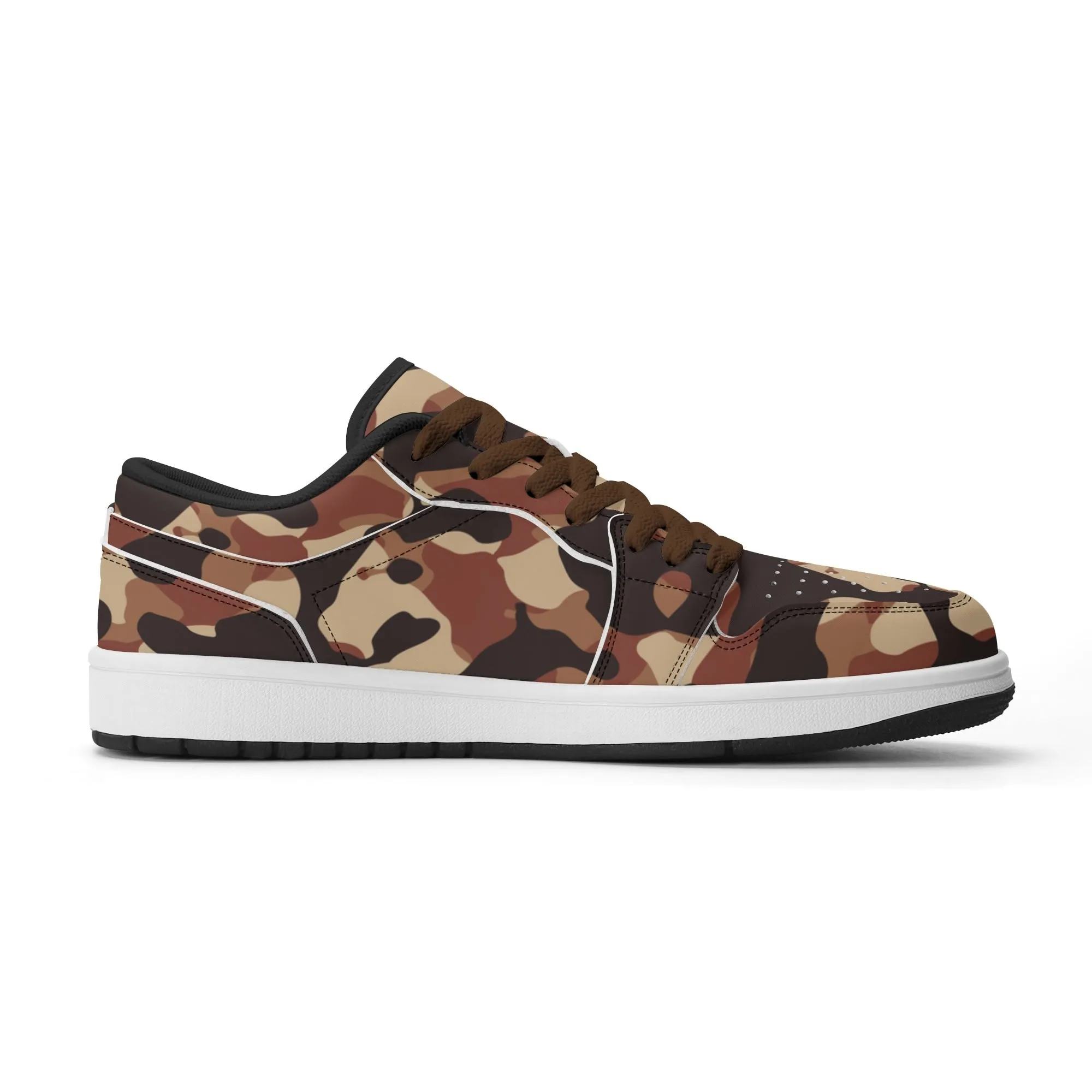 Brown Camouflage Low Top Leder Sneaker für Damen