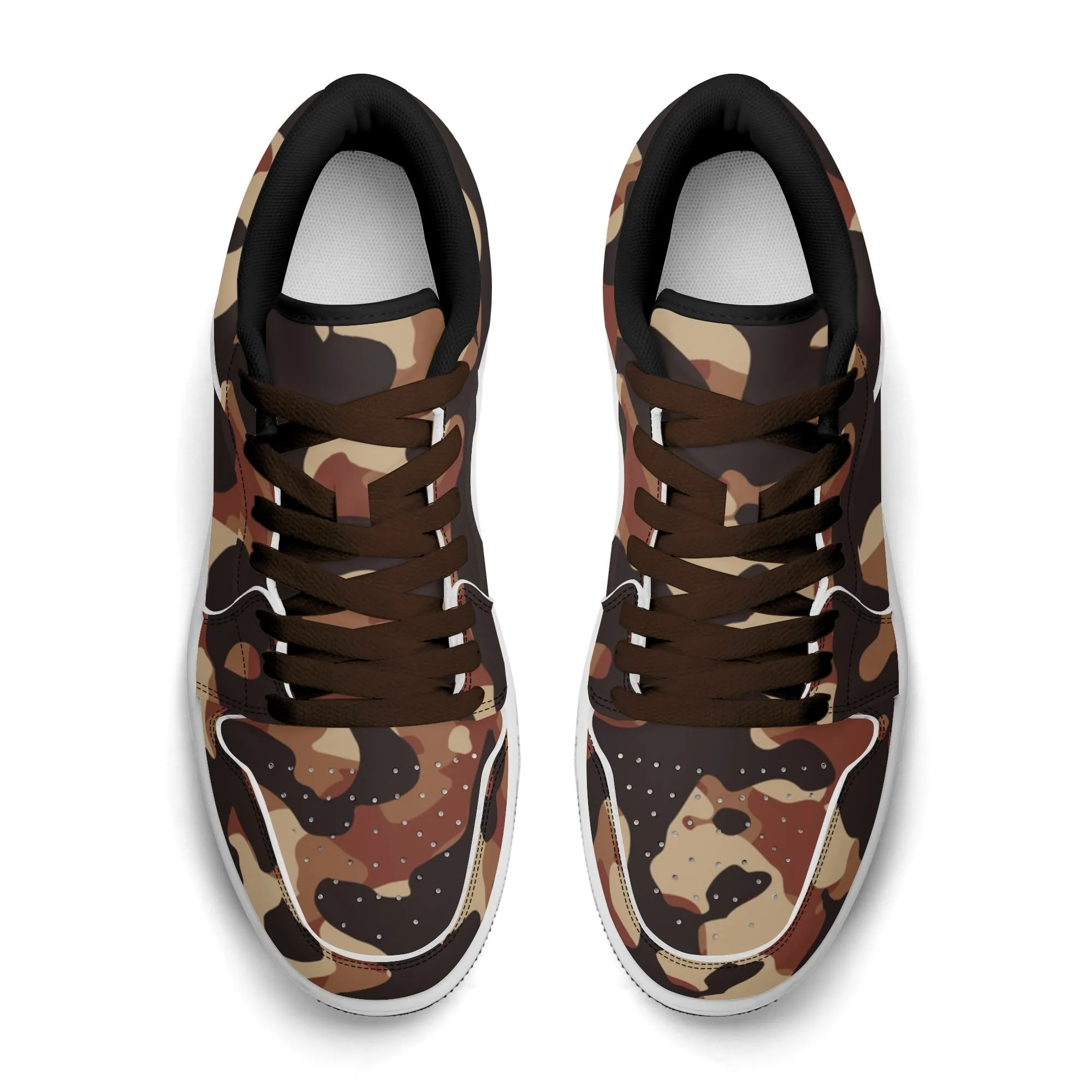Brown Camouflage Low Top Leder Sneaker für Damen