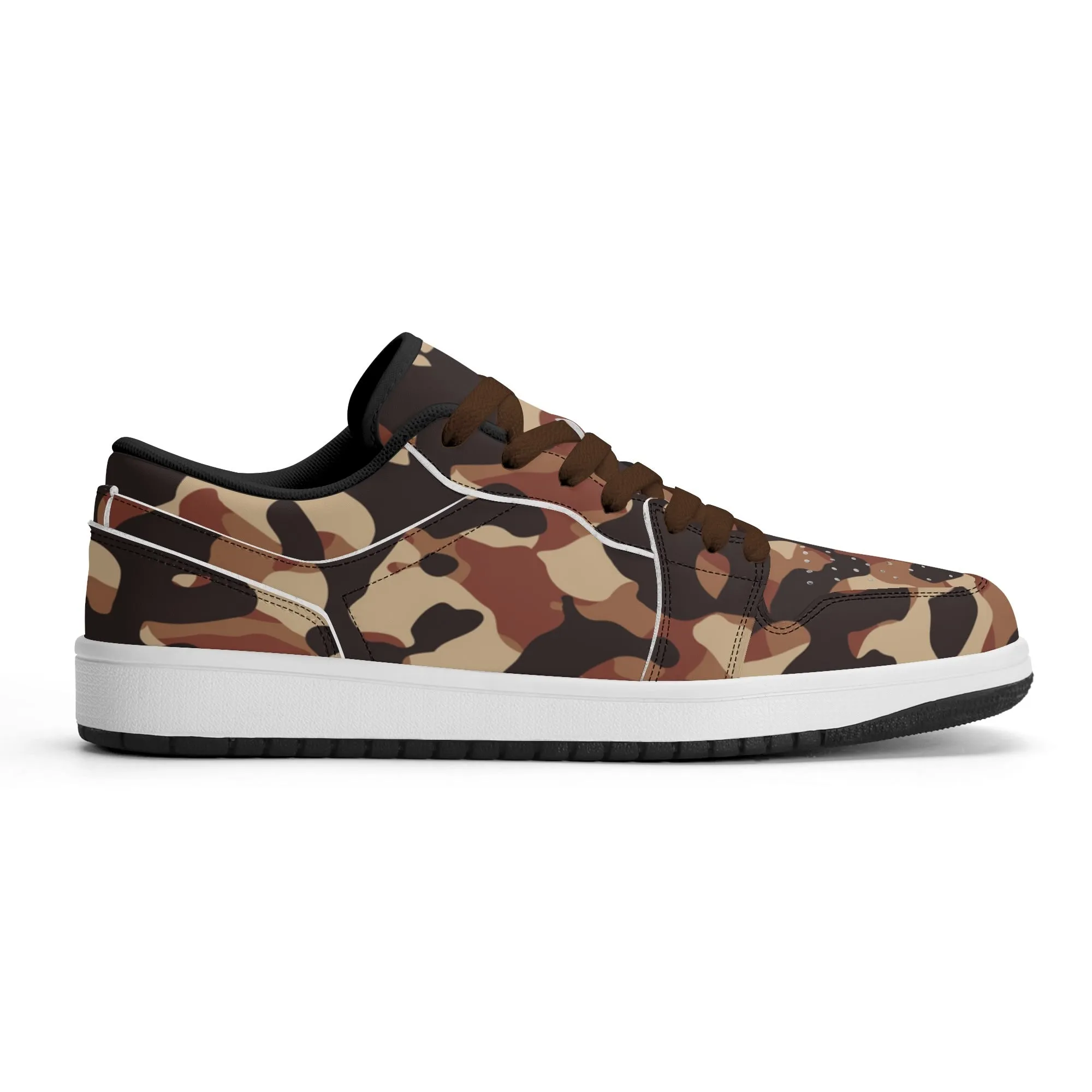 Brown Camouflage Low Top Leder Sneaker für Damen