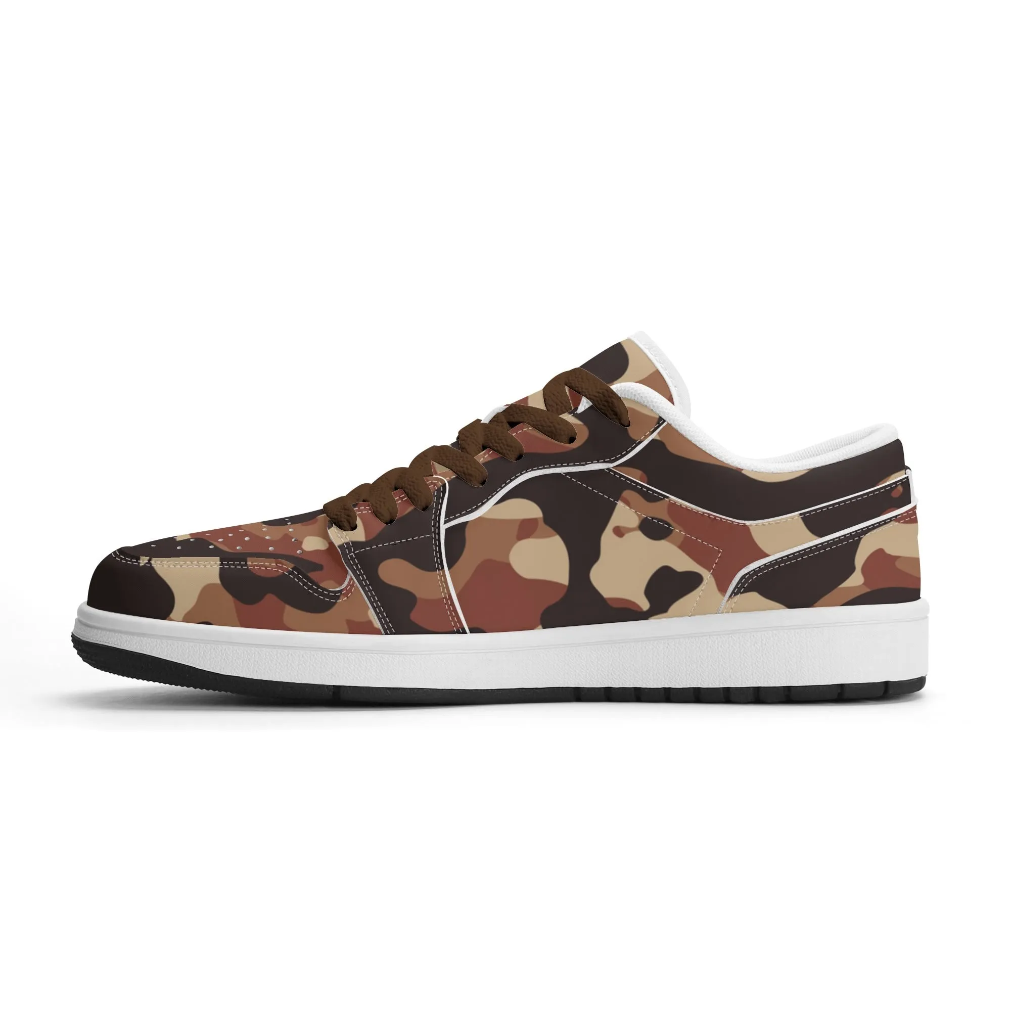 Brown Camouflage Low Top Leder Sneaker für Damen