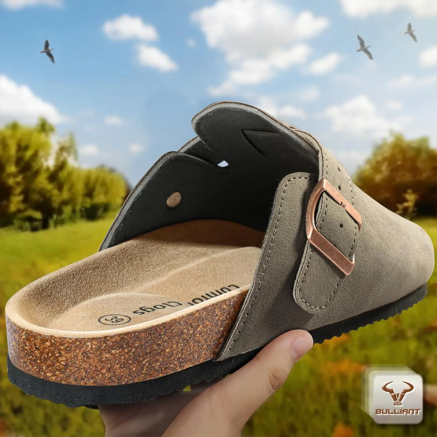 BULLIANT Women Clogs-Comfortable Mules Slippers Sandals Nurse Shoes Unisex for Men-Cushioned Footed Flannel-Lined Upper