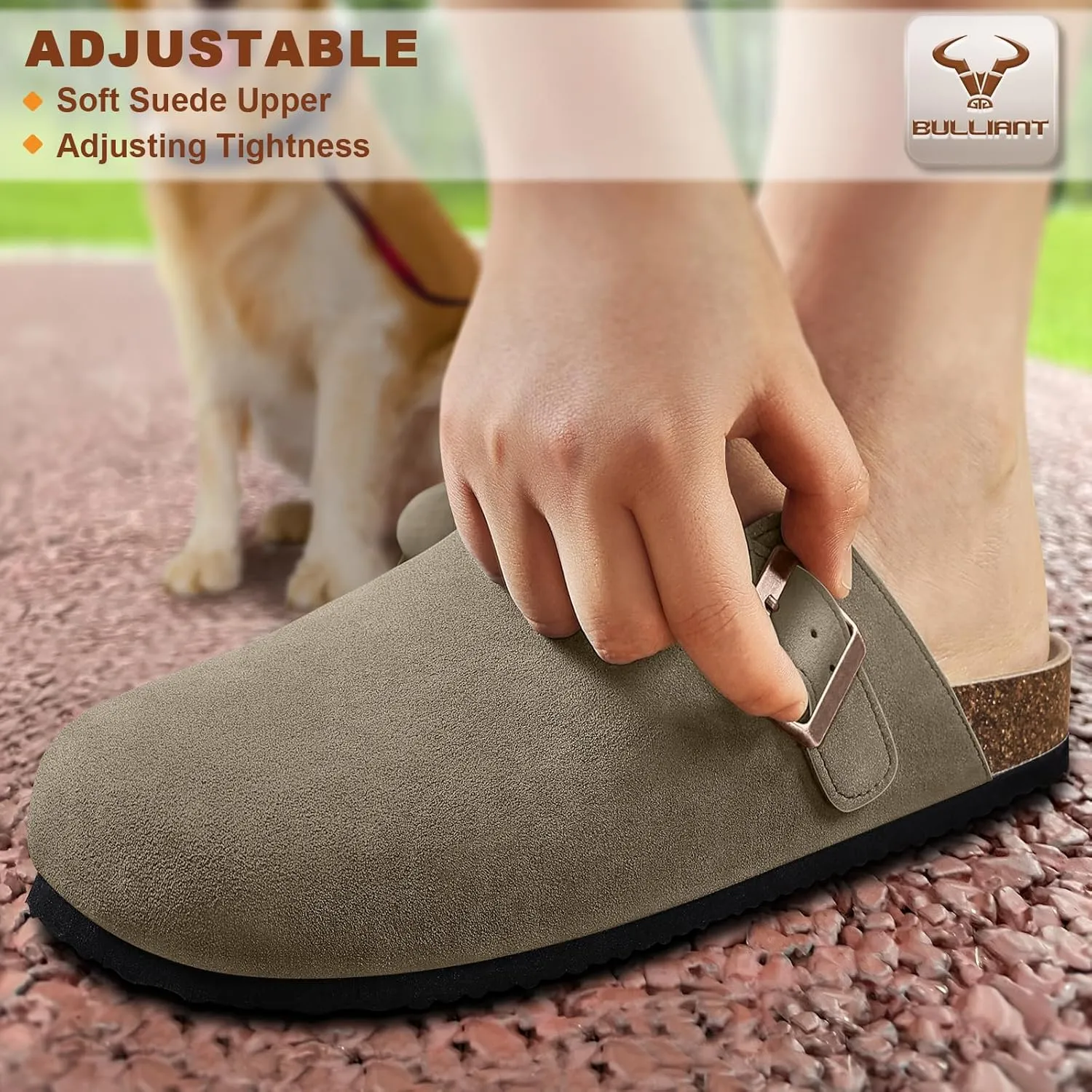 BULLIANT Women Clogs-Comfortable Mules Slippers Sandals Nurse Shoes Unisex for Men-Cushioned Footed Flannel-Lined Upper