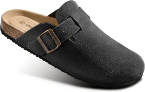 BULLIANT Women Suede Clogs Mules Sandals Slippers Potato Shoes-Cushioned Coak Footbed Crease-Resist Leather Upper