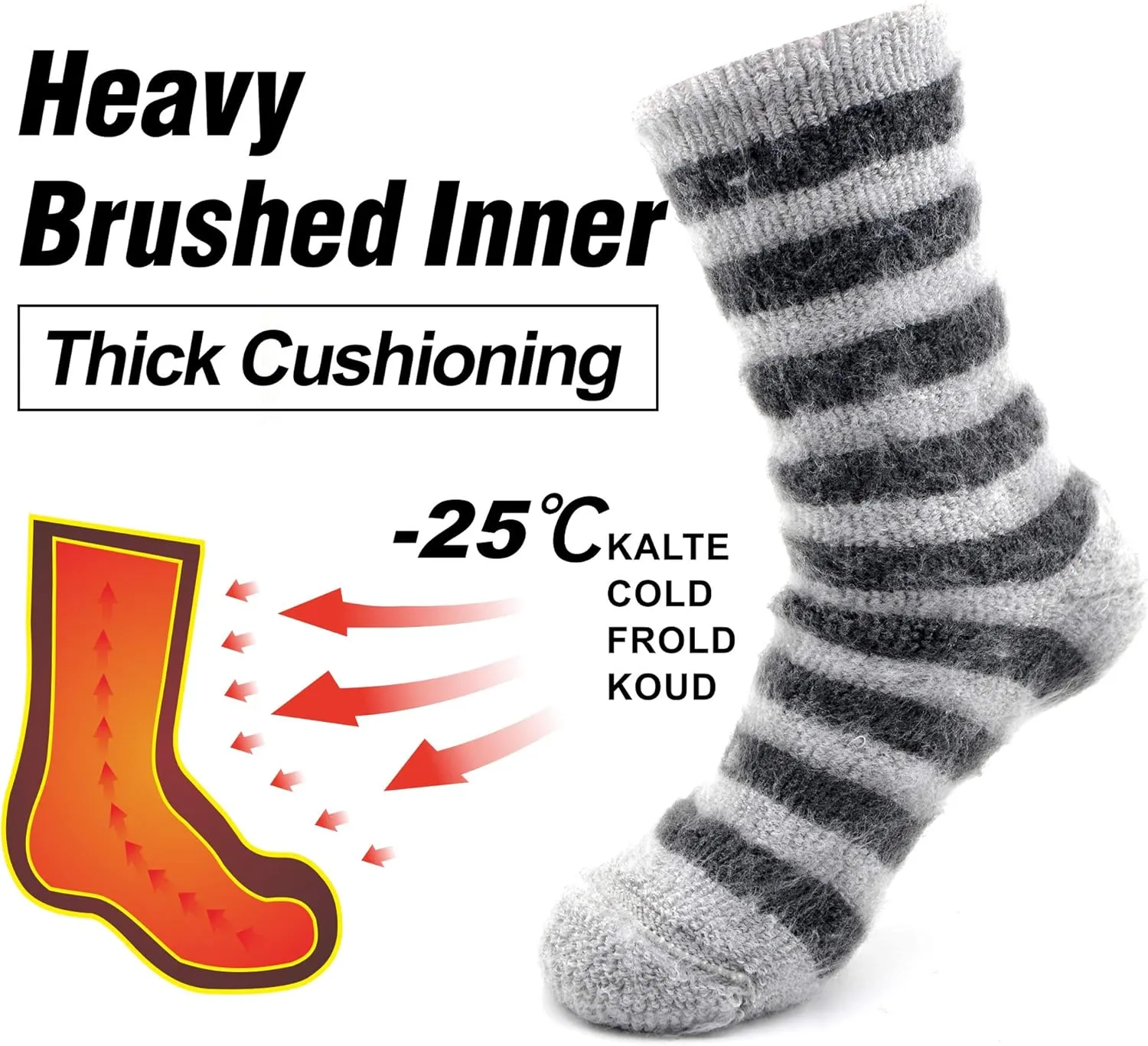 Busy Socks Winter Warm Thermal Socks for Men Women Extra Thick Insulated Heated Crew Boot Socks for Extreme Cold Weather