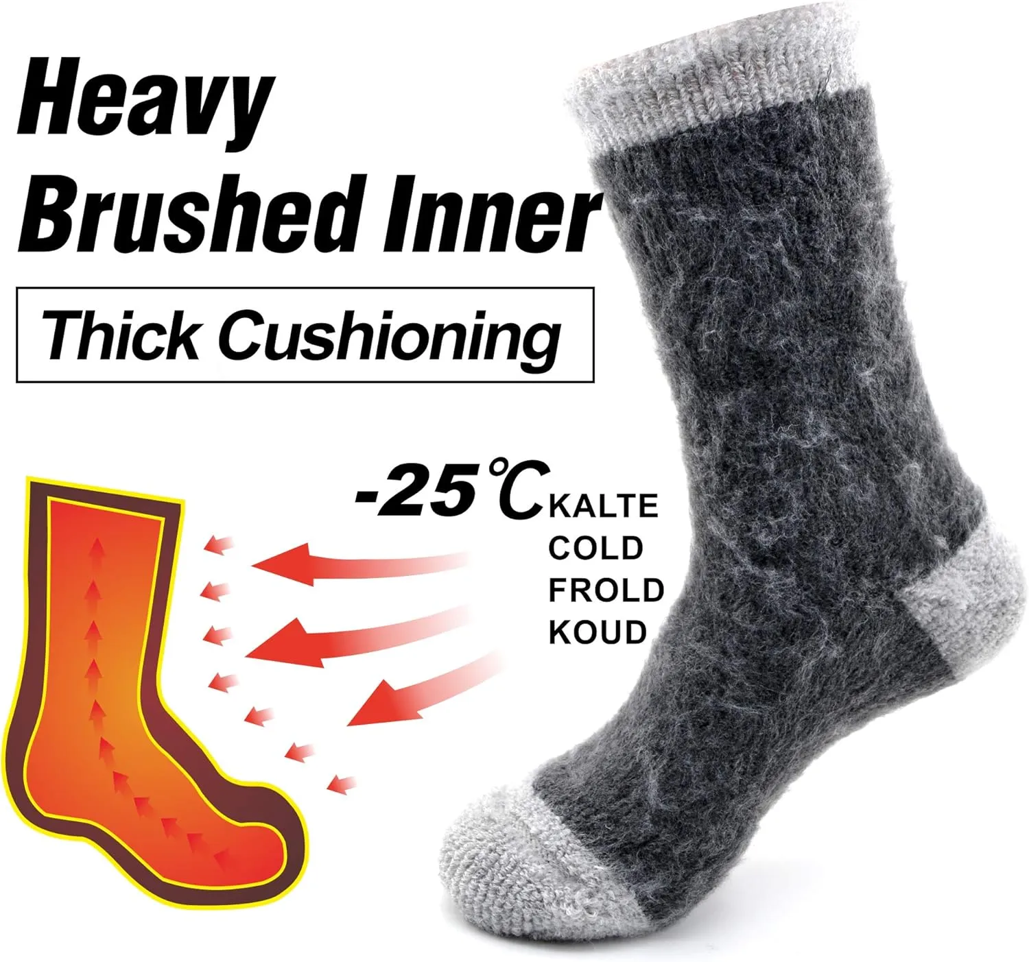 Busy Socks Winter Warm Thermal Socks for Men Women Extra Thick Insulated Heated Crew Boot Socks for Extreme Cold Weather