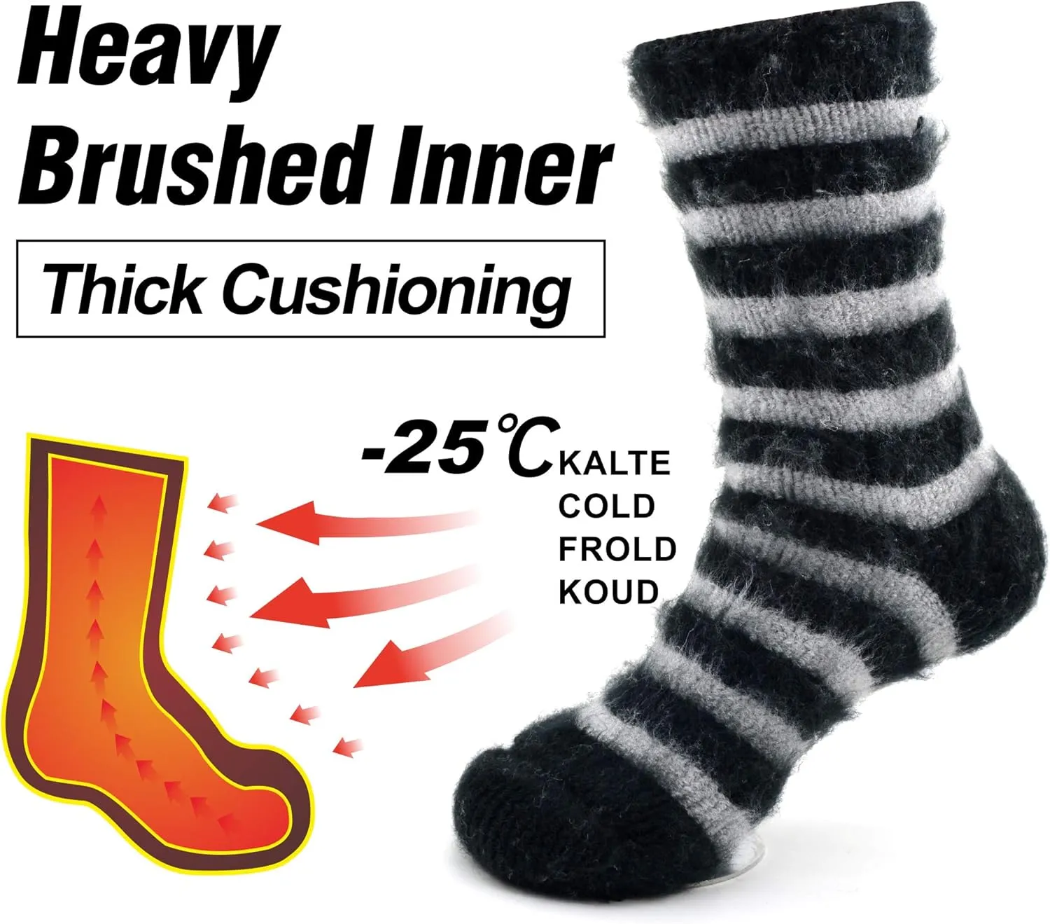 Busy Socks Winter Warm Thermal Socks for Men Women Extra Thick Insulated Heated Crew Boot Socks for Extreme Cold Weather