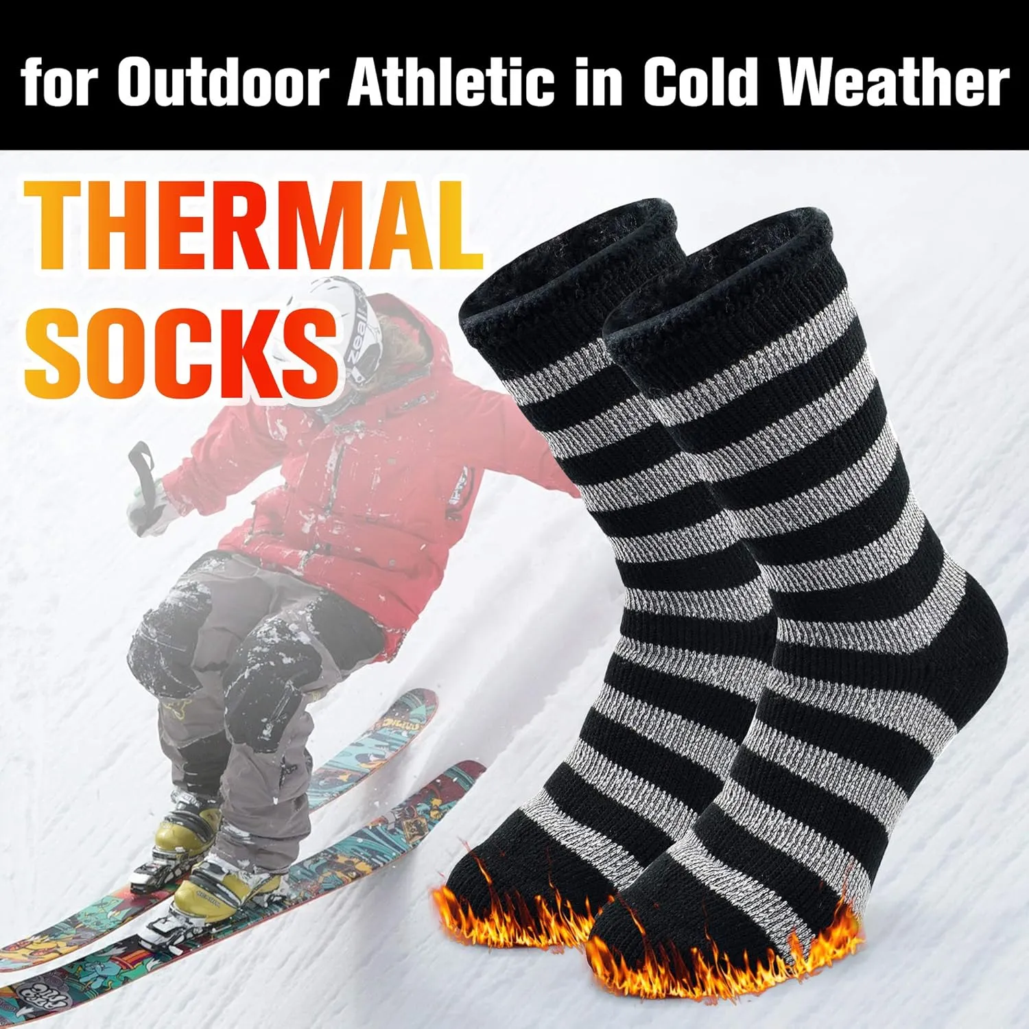 Busy Socks Winter Warm Thermal Socks for Men Women Extra Thick Insulated Heated Crew Boot Socks for Extreme Cold Weather