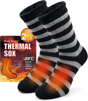 Busy Socks Winter Warm Thermal Socks for Men Women Extra Thick Insulated Heated Crew Boot Socks for Extreme Cold Weather