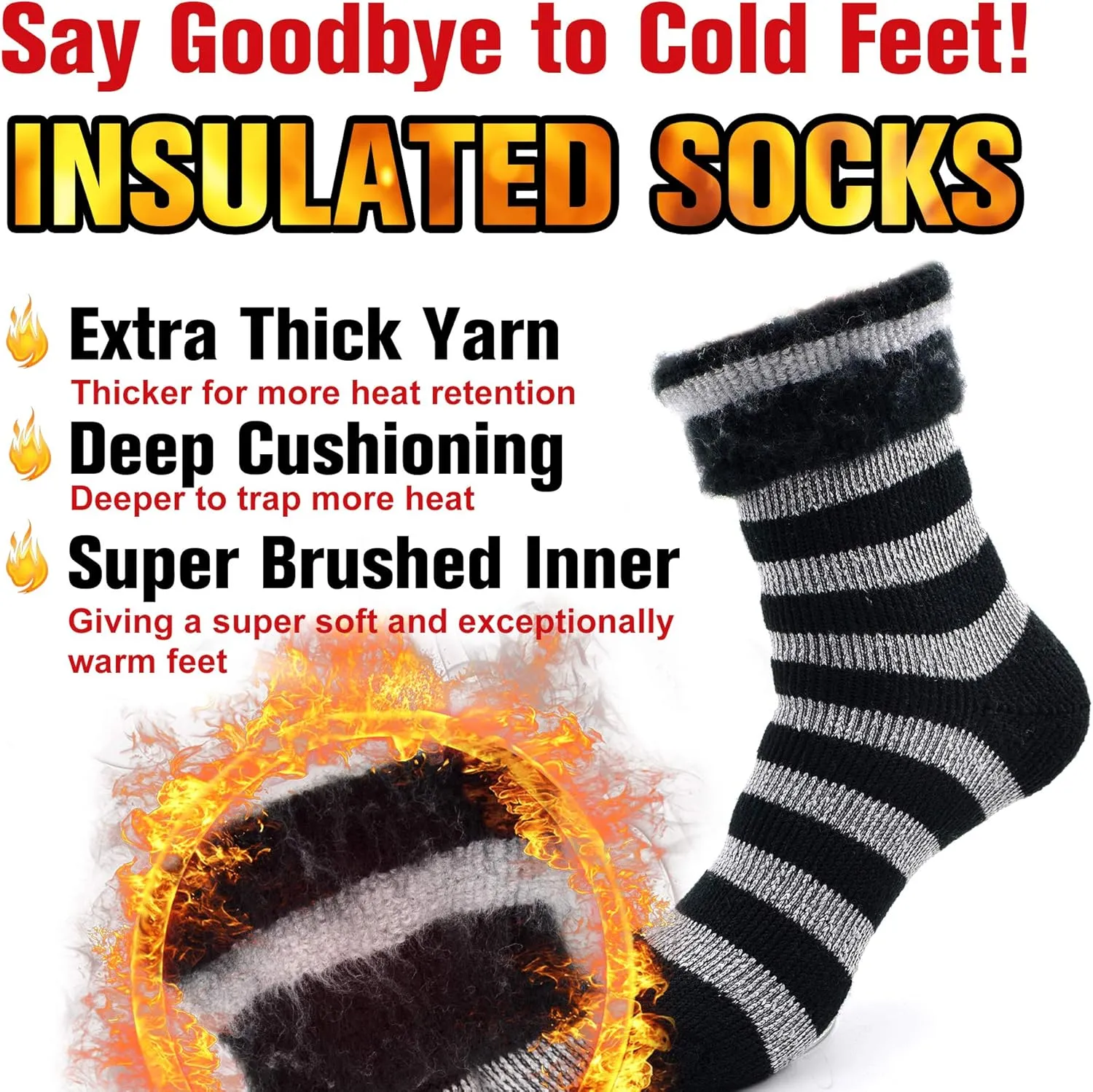 Busy Socks Winter Warm Thermal Socks for Men Women Extra Thick Insulated Heated Crew Boot Socks for Extreme Cold Weather