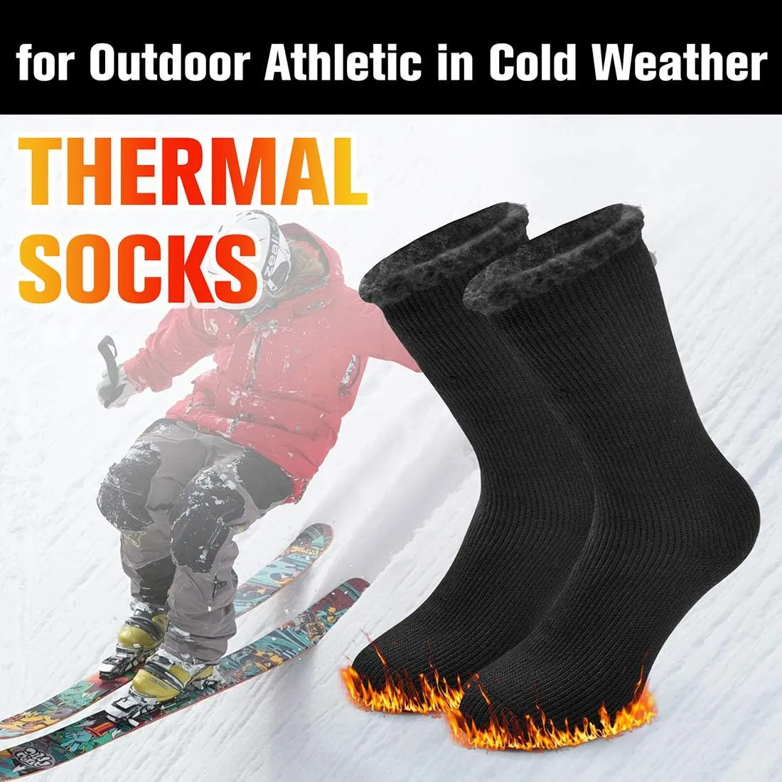 Busy Socks Winter Warm Thermal Socks for Men Women Extra Thick Insulated Heated Crew Boot Socks for Extreme Cold Weather